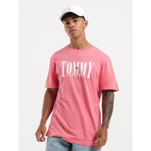 Tommy Jeans pánské růžové tričko
